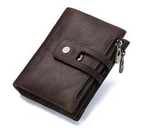 Bifold Wallet Men RFID Blocking Wallets Zip Billfold in Crazy Horse Leather 10 Slots By Cosihomu