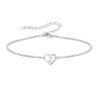 bifriend Funny S925 Silver 26 Letter Initial A-Z Heart Pendant Bracelet Gift For Daughter Sisters Friends Mum Birthday Christmas Adjustable Jewellery (Z)