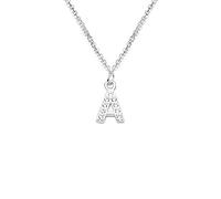 bifriend S925 Silver A-Z 26 Initial Crystal Pendant Chain Choker Necklace For Women Lady Girl (A)