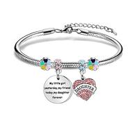 bifriend Silver Bangle Bracelet 'My Little Girl Yesterday My Friend Today My Daughter Forever' Reminder For Daughter Birthday Christmas Graduation