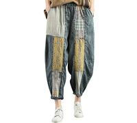 Bifscebn Women's Elastic Waist Harem Trousers Retro Denim Jeans Style 2