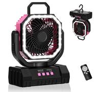 Biftrew 20000Mah Oscillating Camping Fan with LED Lanterns, 4-Speed Rechargeable Battery Operated Fan with Remote Control, Portable Outdoor Tent Fan with Hook for Camping RV Accessories