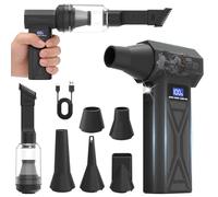 Biftrew Compressed Air Duster, 2 in 1 Air Duster with Dust Suction Nozzle, 150000RPM Compressed Air Vacuum Cleaner for PC/Car, Rechargeable 4-Gear Adjustable Dust Blower with LED Light & Display