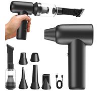 Biftrew Compressed Air Duster, 2-in-1 Blowing & Sucking Air Blower with Dust Suction Nozzle, 150000RPM Compressed Air Cleaner for PC, Rechargeable Air Duster Cleaning Kit with 5 Nozzles