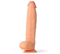Big 12 Inch Suction Cup Dildo Extra Girthy Dildos With Suction Cup for Hands-Free Play & Strap On Harness Compatible, Real Feel Lifelike Dong Adult Sex Toy For Women Men Couples, Flexible, Flesh White