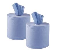 Big 150m Blue Roll Centrefeed Flat Sheet 2-Ply Wipe Towel Tissue (Two 150m Rolls)
