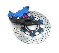 Big 4 Piston Motorcycle Brake Disc Caliper 200mm 220mm 260mm Rotor With 53mm Adapter For 30mm Core Front Fork Shocker(Blue left 200mm)