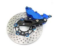 Big 4 Piston Motorcycle Brake Disc Caliper 200mm 220mm 260mm Rotor With 53mm Adapter For 30mm Core Front Fork Shocker(Blue right 200mm)