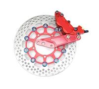 Big 4 Piston Motorcycle Brake Disc Caliper 200mm 220mm 260mm Rotor With 53mm Adapter For 30mm Core Front Fork Shocker(Red right 260mm)