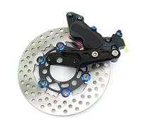 Big 4 Piston Motorcycle Brake Disc Caliper 200mm 220mm 260mm Rotor With 53mm Adapter For 30mm Core Front Fork Shocker(Black right 200mm)