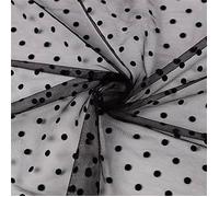 Big 6mm Polka Dot Fabric Power Mesh Flocked - 150cm x 1 Meter - Ethically Produced, Luxury Standard, Soft, Lightweight & Perfect for Sewing, Crafts & Veils & Dresses (Black)