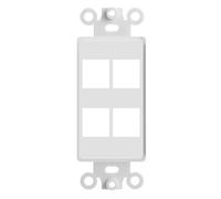 Big-A - 4 Port Decora Wall Plate 1-Gang Keystone Decora Insert, Jack Single Gang Decora Wall Plate - White