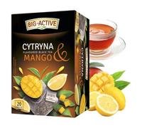 Big-Active Black Tea - Lemon and Mango - 20 Tea Bags - Loose Leaf Fruit Tea Mix with Sunflower Petals - Natural, Aromatic, Refreshing - 40g