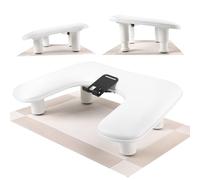 Big Adjustable Nail Arm Rest for Nails Tech with Rotating Phone Holder, U-Shaped Manicure Hand Rest, PU Leather Hand Stand with Pad for Nail Salon, Nail Tech, and DIY