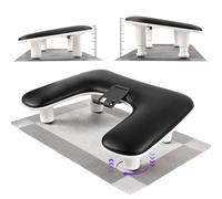 Big Adjustable Nail Arm Rest for Nails Tech with Rotating Phone Holder, U-Shaped Manicure Hand Rest, PU Leather Hand Stand with Pad for Nail Salon, Nail Tech, and DIY