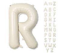 Big Alphabet R Cream and Beige Foil Word Balloons - 40 Inch Large Self Inflating Name Balloons - Helium Custom Letters for Women's Birthday Party Decorations