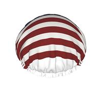 Big American Flag Stars Waterproof Shower Cap,Elastic Bathing Hair Cap Environmental Protection Hair Bath Caps, Double WaterproofBathing Shower Hat