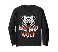Big and Bad Wild Wolves Fierce Roaring Wolf Head Design Long Sleeve T-Shirt