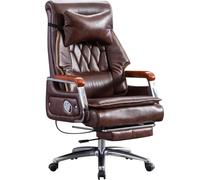 Big And Tall Executive Office Chair, Ergonomic Reclining Swivel Lift Chair, Leather Desk Chair for Office and Home, 90° to 155° Adjustable