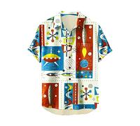 Big and Tall Flannel Shirts for Men Vacation Shirts for Men Big and Tall Tropical Seaside Shirt Button Down Floral Printed Soft Comfy Hawaii Shirts(19-Orange,XL)