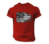 Big and Tall Mens Tee Shirts Fitness Printed Short Sleeved T Shirt Long Sleeve Undershirt Men (Red, S)