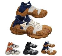 Big and Tall Mens Trainers Running Shoes Sport Casual Air Cushion Sneakers Low Top Footwear Fashion Color Block Waking Fitness Lace up Woven Comfortable Shoes UK5-UK8.5(Brown,8)