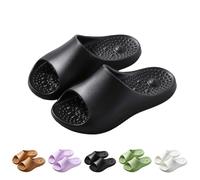Big and Tall Sliders Cloud Slides Women Men Non-Slip Mens Womens Slippers Cloud Sliders Open Toe Soft Flip Flops with Thick Sole for Shower Bathroom Pool Beach Indoor Outdoor Platform Footwear(Black)
