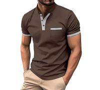 Big and Tall T Shirts for Men UK Summer Short Sleeve Solid Color Stylish Round Neck Henley Shirt with Pocket Button down Casual Shirts Breathable Lighweight Comfy Daily Sport Running Tshirt T-Shirt