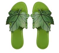 Big and Tall Womens Leaf Flip Flops UK Ladies Holiday Beach Slides Fashion Flat Shoes Open Toe Funny Shape Sandals Lightweight Comfortable Summer Casual Versatile Slip On Footwear(Green,6)