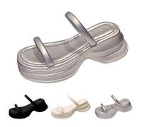 Big and Tall Women's Platform Slide Sandal Open Toe Arch Support Dressy Shoes Fashion Versatile Casual Beach Holiday Footwear High Heels Wedge Slip On Thick Bottom Slides(Silver,4)