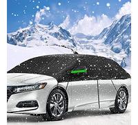 Big Ant Car Cover universal Snow Cover with hooks, Anti UV Half Thick Car Cover with Reflective Strips, Waterproof UV Protection for Windshield, Fit for Sedan.Windshield Snow Frost Protection,Black