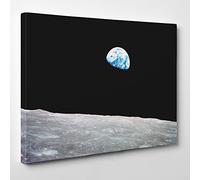 Big Art Shop - Earth Rising - Framed Canvas Art Print - moon earth space universe lunar, 16x12 inches / 41x30x1.8 cm