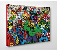 Big Art Shop Marvel Superheroes Comic - Framed Canvas Art Print - Giclee Wall Art, 30x20 inches/ 76x51x1.8 cm