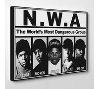Big Art Shop - NWA - Framed Canvas Art Print - Rap Hip-Hop LA Retro Ice Cube Dr Dre Music, 16x12 inches / 41x30x1.8 cm