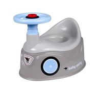 BIG-Baby-Potty Grey Learning Potty in Big Bobby Car Design with Removable Steering Wheel and High Backrest, Removable Insert, for Children from 18 Months