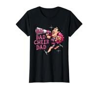 Big Bad Cheer Dad Funny Cheerleading Father Parent Support Value Graphic T-Shirt, Women, Black, M