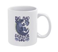 Big Bad Disaster Dad Giant Monster Themed Coffee Mug - Legendary Creature Design, White Ceramic