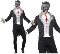 Big Bad Wolf Costume Mens Halloween Fancy Dress Outfit Deluxe Fairytale M-XL