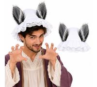 Big Bad Wolf Ears Hat Granny Costume for Adults Halloween Fancy Dress