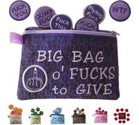 Big Bag of F*CKS to Give Zipper Pouch, Beautiful Fuck Bag with 17 Different Coins,Handmade Cute Small Zipper Purse, Sarcastic Funny Embroidery Pocket Token Gifts,Funny Sweary Gifts Toys (Purple)