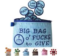 Big Bag of F*CKS to Give Zipper Pouch, Beautiful Fuck Bag with 17 Different Coins,Handmade Cute Small Zipper Purse, Sarcastic Funny Embroidery Pocket Token Gifts,Funny Sweary Gifts Toys (Blue)