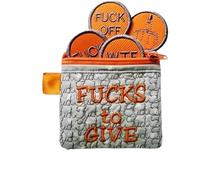 Big Bag of F*CKS to Give Zipper Pouch, Funny Embroidery Pocket Token, Handmade 3D F*Ck Embroidered Badge, Funny Sarcastic Gag Zipper Pouch, Sarcastic Gag Funny Birthday Gift (Orange)