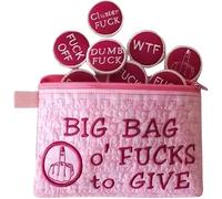 Big Bag of F*CKS to Give Zipper Pouch,Funny Unique Zipper Purse F*CKS Gag Gift,Sarcastic Funny Embroidery Pocket Token Gifts,Fucks to Give Gag Gift,Funny Gifts for Friends (Pink)