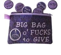 Big Bag of F*CKS to Give Zipper Pouch,Funny Unique Zipper Purse F*CKS Gag Gift,Sarcastic Funny Embroidery Pocket Token Gifts,Fucks to Give Gag Gift,Funny Gifts for Friends (Purple)