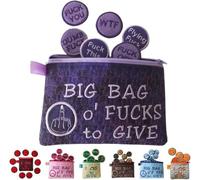 Big Bag of F*CKS to Give Zipper Pouch, Funny Unique Zipper Purse, with 17 Different Fucks Zipper Purse, Funny Embroidery Pocket Token Gifts, Handmade Cute Small Pouch for Man Woman (Purple)