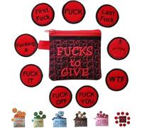 Big Bag of F*CKS to Give Zipper Pouch, Funny Unique Zipper Purse, with 17 Different Fucks Zipper Purse, Funny Embroidery Pocket Token Gifts, Handmade Cute Small Pouch for Man Woman (Red)