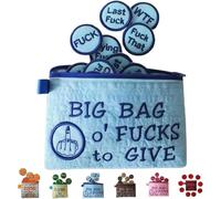 Big Bag of F*CKS to Give Zipper Pouch, Funny Unique Zipper Purse, with 17 Different Fucks Zipper Purse, Funny Embroidery Pocket Token Gifts, Handmade Cute Small Pouch for Man Woman (Blue)