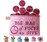 Big Bag of F*ucks to Give Zipper Pouch, Beautiful Fuck with 17 Different Coins, Funny Unique Zipper Purse F*CKS Gag Gift, Handmade Cute Small Pouch for Man Woman, Funny Sweary Gifts Toys (Pink)