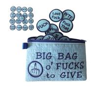 Big Bag of Fucks, Big Bag of Fucks to Give Zipper Pouch Beautiful Fucks, Funny Embroidery Pocket Token, Zipper Pouch, for Stress Relief Gadgets Birthday Christ Gift (Blue)