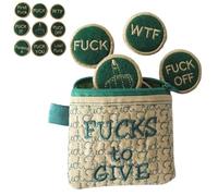Big Bag of Fucks to Give Zipper Pouch - Fucks to Give Gag Gift, 9/17pcs Embroidery Fucks to Give Coins, Jar of Fucks to Give, Stress Relief Gadgets Funny Gifts for Friends Coworkers (Green-9PCS)